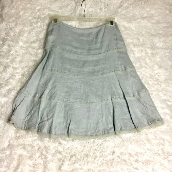 Tahari Dresses & Skirts - TAHARI Women's Blue Knee Length Linen Ruffle Casual Skirt Size 4